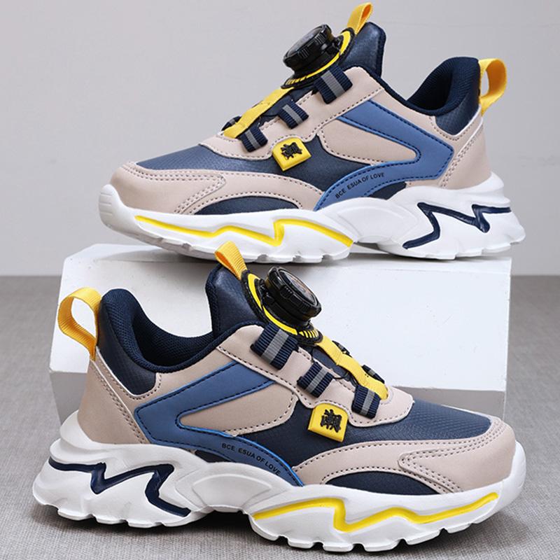 Kid's Sneakers Girls' Sports Shoes Fashionable Boys' Sports Shoes Fast and Convenient Rotating Button Sports Shoes