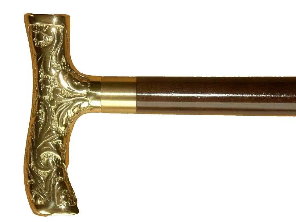 Старинная деревянная мужская трость, латунная винтажная трость, дизайнерская ручка