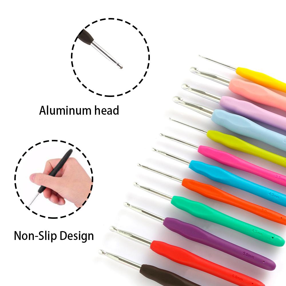 2.0-10mm Multicolor DIY Craft Tools Aluminum Crochet Hook Knitting Needles Weave Yarn
