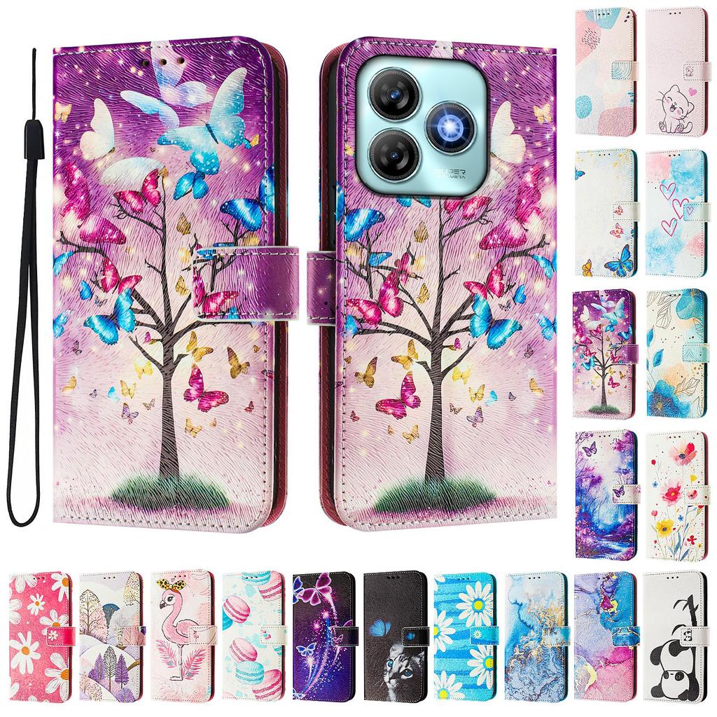 Butterfly Tree Luxury Painted Leather Case Wallet Book Style Cover for ZTE Blade A52,A53,A73,V50 Vita,V40S,V60,A35,A55,A75...