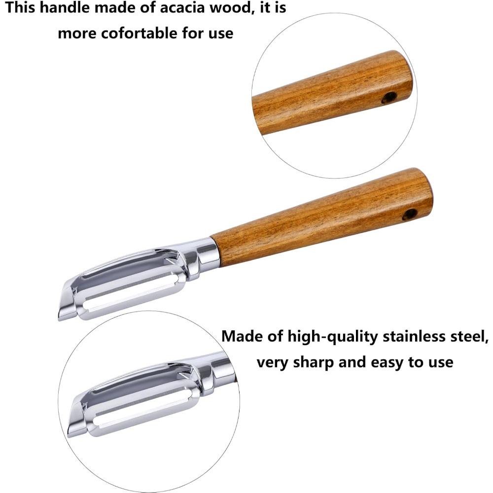 Premium Multi-functional Stainless Steel Peeler Ultra Sharp Blade Real Wood Handle Kitchen Fruit Vegetable Peeler7