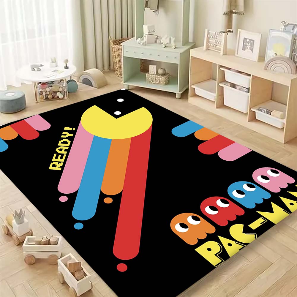 Ковер с тематикой игры Pac-Man, нескользящий, круглый, для игровой комнаты, спальни, гостиной, напольный коврик, декор