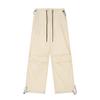 Wrinkled Casual Straight Leg Work Pants For Men, Loose Solid Color, Thin Design, Sport Drawstring, Leg Tied Long Pants