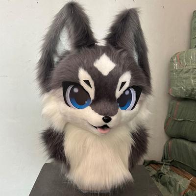 Фурсьют голова дешевая голова животного костюм кошка пушистая голова кемоно милый голова собаки костюм Хэллоуин костюм для ролевых игр