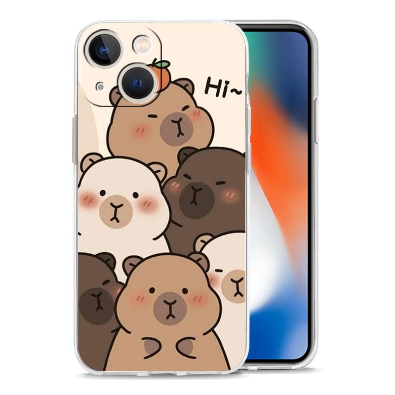 Чехол для телефона iPhone 17 Чехлы iPhone Air 16 15 12 13 14 Pro Max 7 8 Plus 16Pro iPhone11 Чехол Аниме Капибара Дельфин