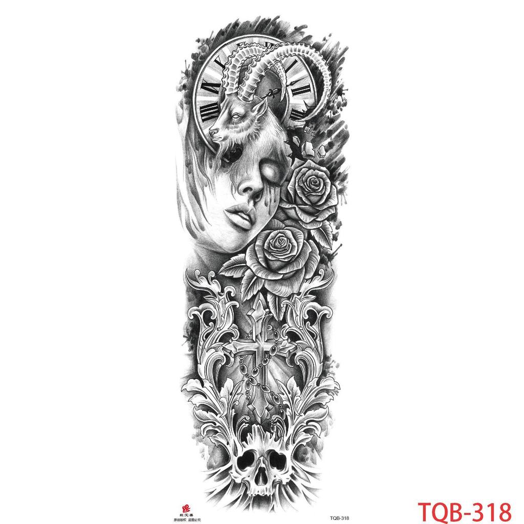 1 PC 480*170MM Large Temporary Tattoos Sleeve for Men Women Full Arm Selleve Tattoos Temporary Realistic Fake Wolf Tiger Lion Tattoo