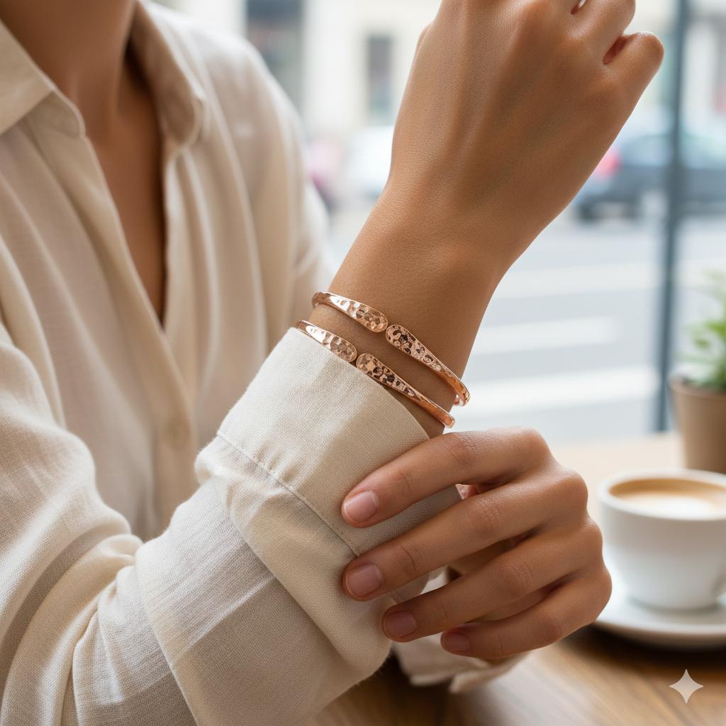 2 шт. Регулируемые браслеты-манжеты из чеканного металла Стильные минималистичные штабелируемые браслеты Акцентное ювелирное изделие Подарок