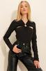 Women's Blouse New Season Fashion Black Out Cut Buckle Ottoban Blouse