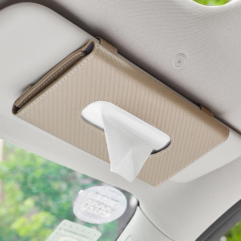 Car Sun Visor Plate Tissue Box Universal Interior Paper Towel Storage Bag Carbon Fiber Sun Visor Tissue Boxes