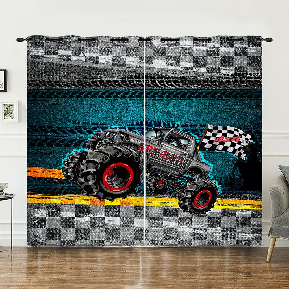 Curtain Car Racing Off-Road Vehicle Curtain Digital Printing Blackout Curtain No Punching