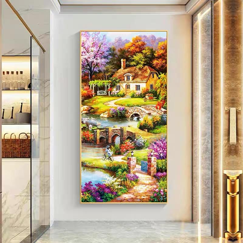 5d Diamond Painting Full Diamond Living Room Simple Modern Happy Home Landscape Porch Cross Embroidery 2025 New Diamond Embroidery Mosaic