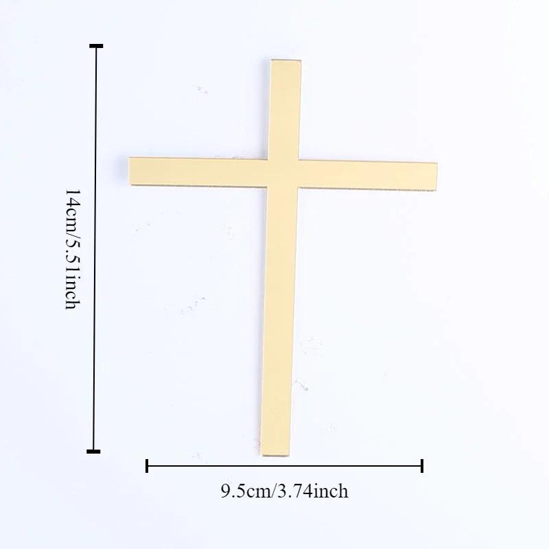 Happy Christening Cross Cake Topper Acrylic Decorations God Bless Party for Baking Supplies