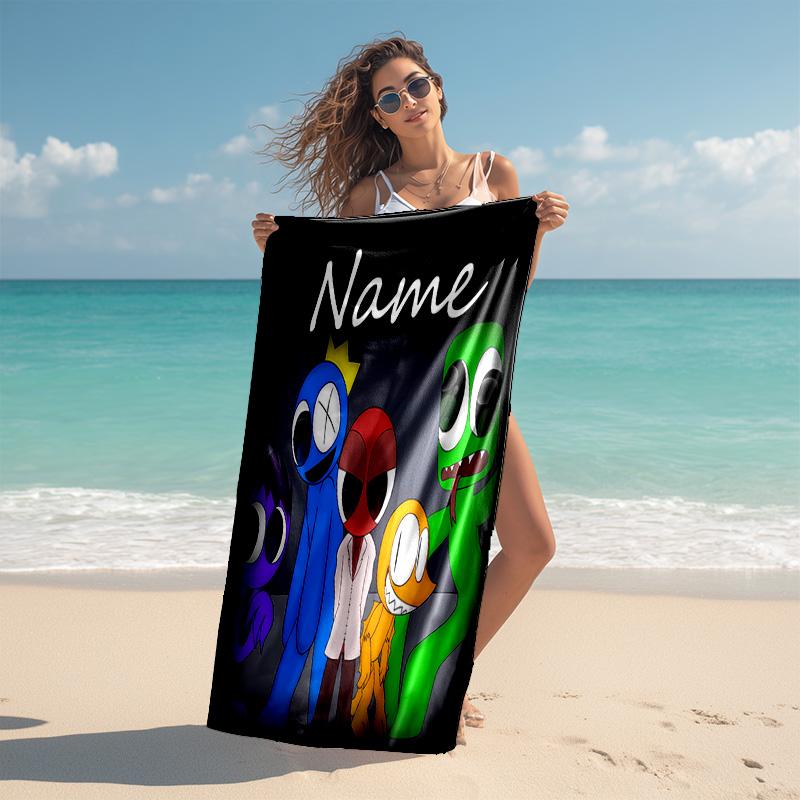 Personalized customized proof beach towel with Rainbow Friends pattern - soft, absorbent,quick-drying,perfect swimming,camping&bathing