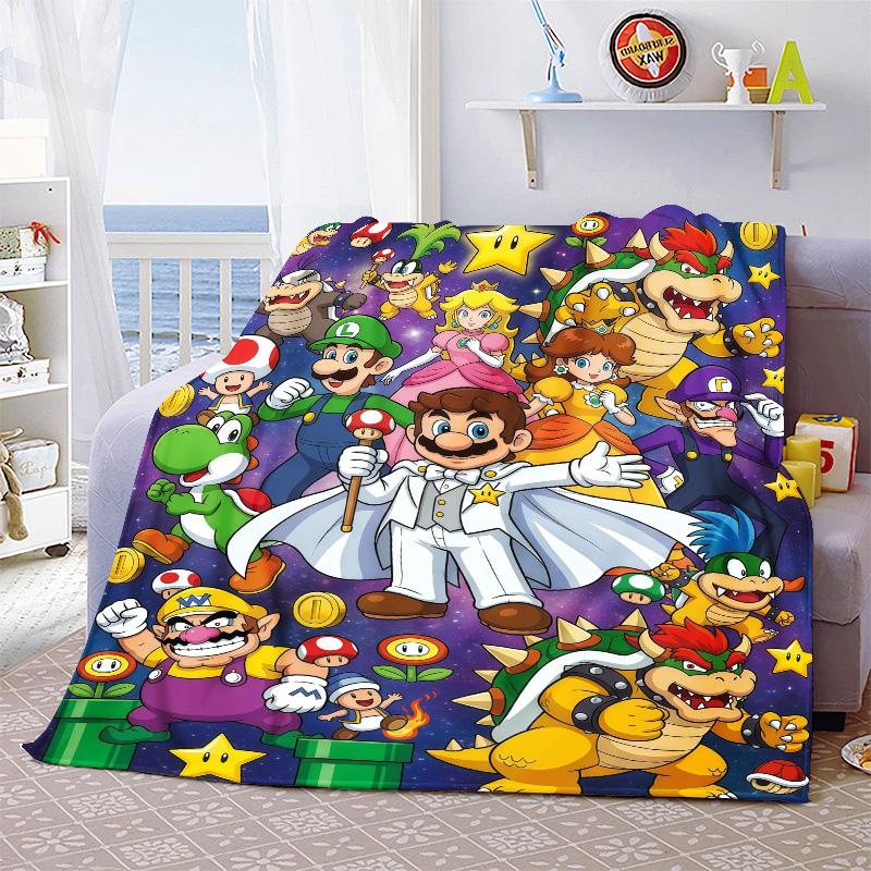 Super Mario Decorative Flannel Blanket Soft Warm Throw Cozy Blanket for Sofa Bed Home Decor -QJY