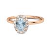 Кольцо Солитер с Голубым Топазом и Акцентами Гало - Стерлинговое Серебро Розовое Золото Вермейль