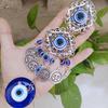 Blue Evil Eye Wall Hanging Pendant Amulet Lucky Charm Blessing Protection Gift Hamsa Hand Flower for Home Decoration