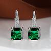 Серебряные серьги-кольца цвета розового золота с геометрическим изумрудом и зеленым камнем, свадебные висячие серьги для женщин
