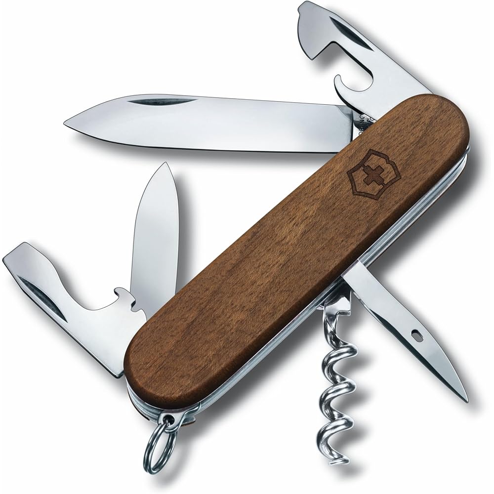 Victorinox Spartan Wood Swiss Army Knife 10 Functions Corkscrew Screwdriver Compact Multitool
