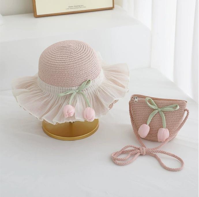 Summer Children's Sun Protection Beach Straw Hat Princess Girl's Vacation Woven Sun Hat