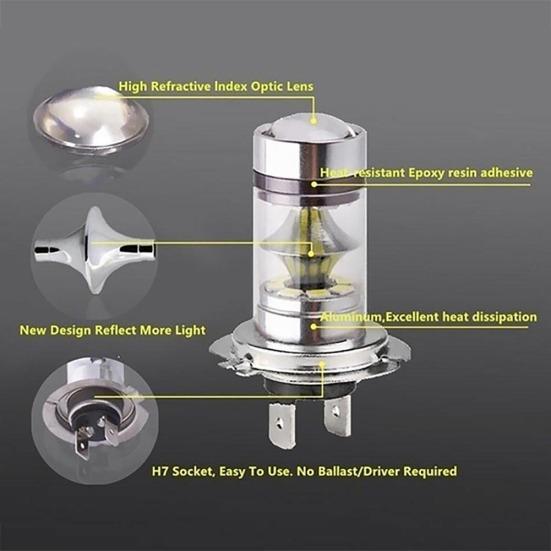 Супер яркий 20SMD H7 100W H4 Автомобильный светодиодный дневной ходовой противотуманный фонарь