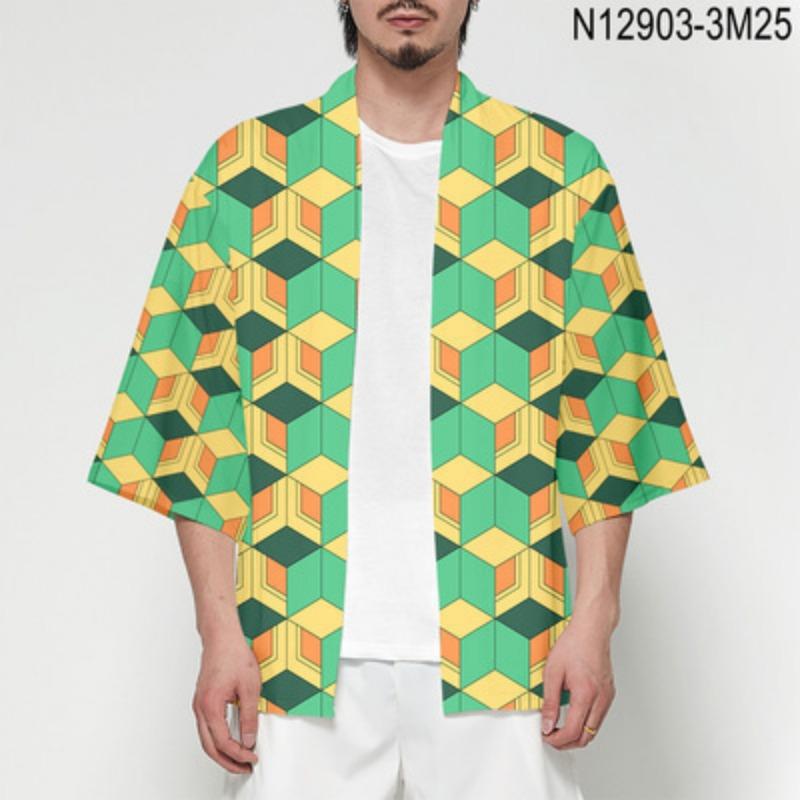 Аниме Клинок, рассекающий демонов, Взрослый угольный Джиро Ё Бин Принт Детский плащ Кимоно Периферийная куртка с перьями