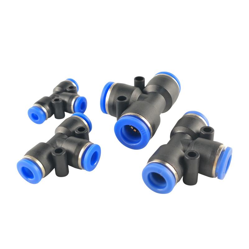 PE Air Connectors 4mm 6mm 8mm 10 12MM Pneumatic Fitting Quick Connect Slip Lock Tee 3Way Plastic Pipe Water Hose Tube Connector