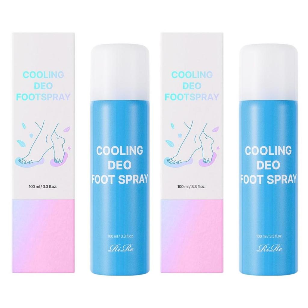 RiRe Cooling Deo Foot Spray Odor Neutralizer & Refreshing Mist, 100ml (Pack of 2) / TECA Madecassoside Cream Hydrating Soothing 10g