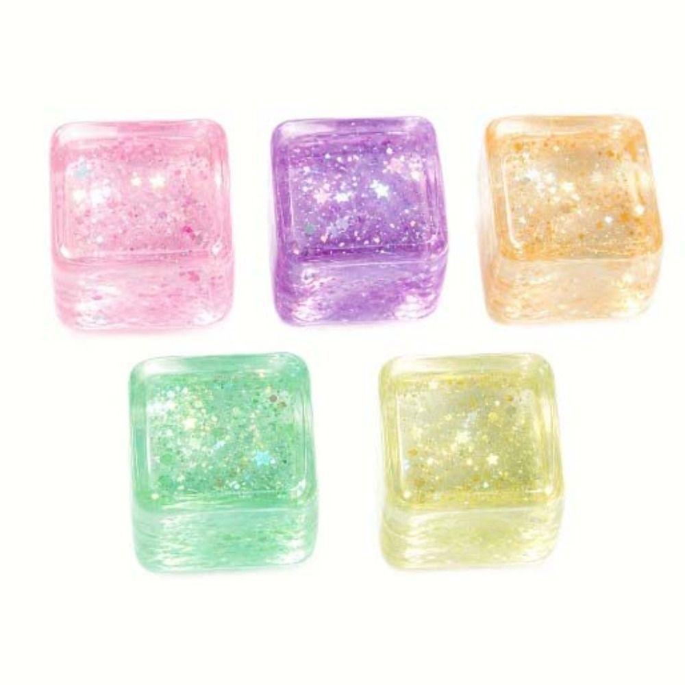 Slow Rise Ice Cube Squishy Toy Glitter Cube Fidget Toy Stretchable Cube Squeeze Toy Kids Gifts