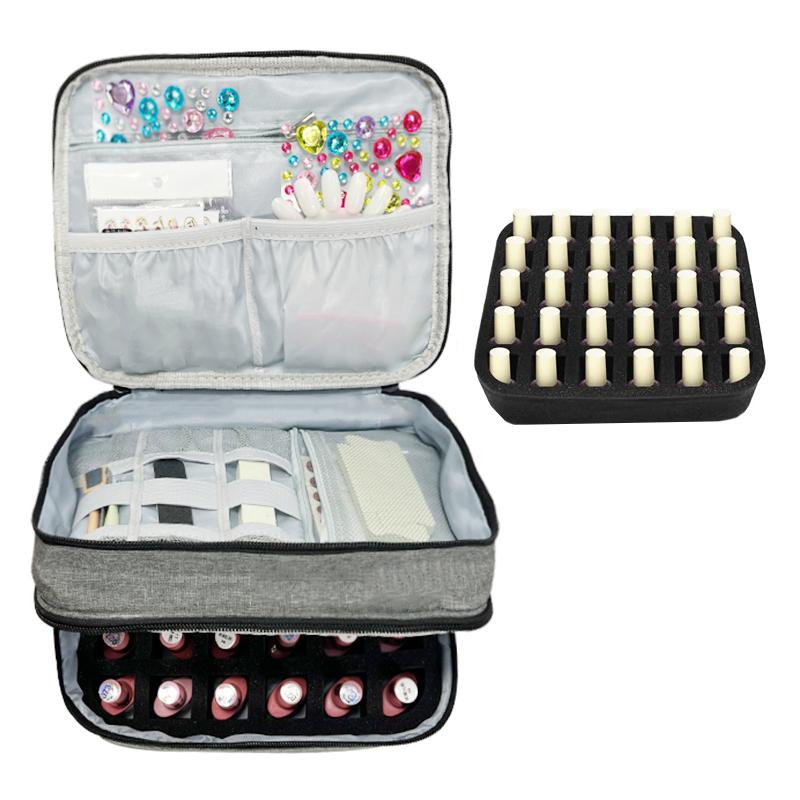Двухслойные сумки для хранения лака для ногтей, большой вместительный органайзер для бутылочек с лаком для ногтей, триммер для бутылочек с несколькими проставками, ящик для инструментов для ногтей, сумка