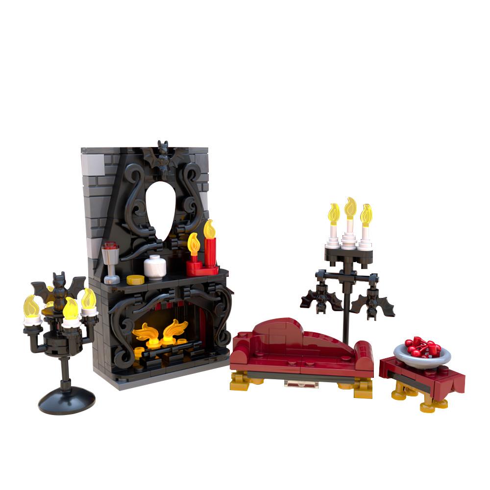 Gobricks Moc Мебель Вампира Полный НАБОР Строительные Блоки Хэллоуин Средневековый DnD Декорации Аксессуары Игрушки Набор Кирпичей Украшения Подарки