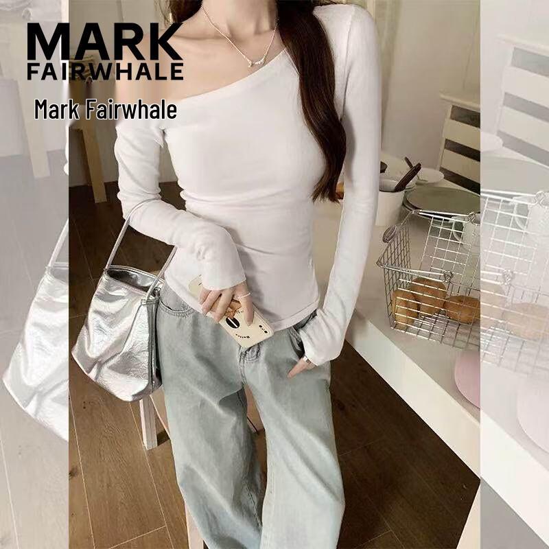 MARK FAIRWHALE Women's Asymmetric Shoulder Long Sleeve T-shirt