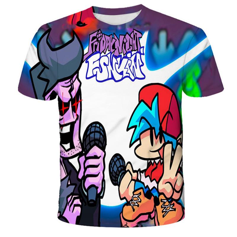 Футболки Fridany Night Funkin для мальчиков и девочек, летняя футболка с героями мультфильмов, детская одежда, повседневные топы с короткими рукавами, футболки, детские футболки