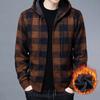Men Sweater Jacket Fashion Winter Coat Fleece Hoodies High Quality Luxury Checkered Hooded Knit Cardigan Male Outer Wear