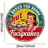 Charming Retro "Shut Up, I've Made You Some Cake" Kitchen Sign - 8x8 Inches Aluminum Wall Art for Home Cafe, Bar or Garage Decor