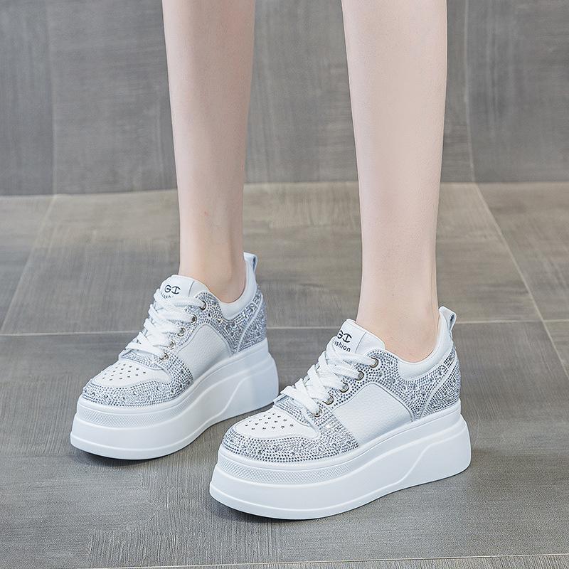 Women's Rhinestone Patchwork Sneakers Glitter Four Seasons Trend Version Fashion Casual Shoes Thick Sole Shoes Flat Shoes