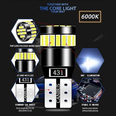 2x W5W T10 21SMD светодиодные лампы Canbus Лампочки для салона автомобиля Лампы парковочного положения Лампы для чтения Map Dome