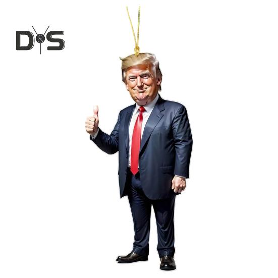 Мультяшный Трамп Подвеска 2D Плоский Акриловый Подвесной Орнамент Забавный Трамп Украшение для Рождественской Елки Автомобильный Брелок