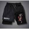 Аниме принтованные мужские шорты для взрослых Double Fitness спортивные и повседневные брюки среднего размера