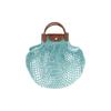 LONGCHAMP Le Pliage Filet Cotton With Cow Leather Shoulder Bag, Crossbody Bag, Handbag Womens Lagoon Blue