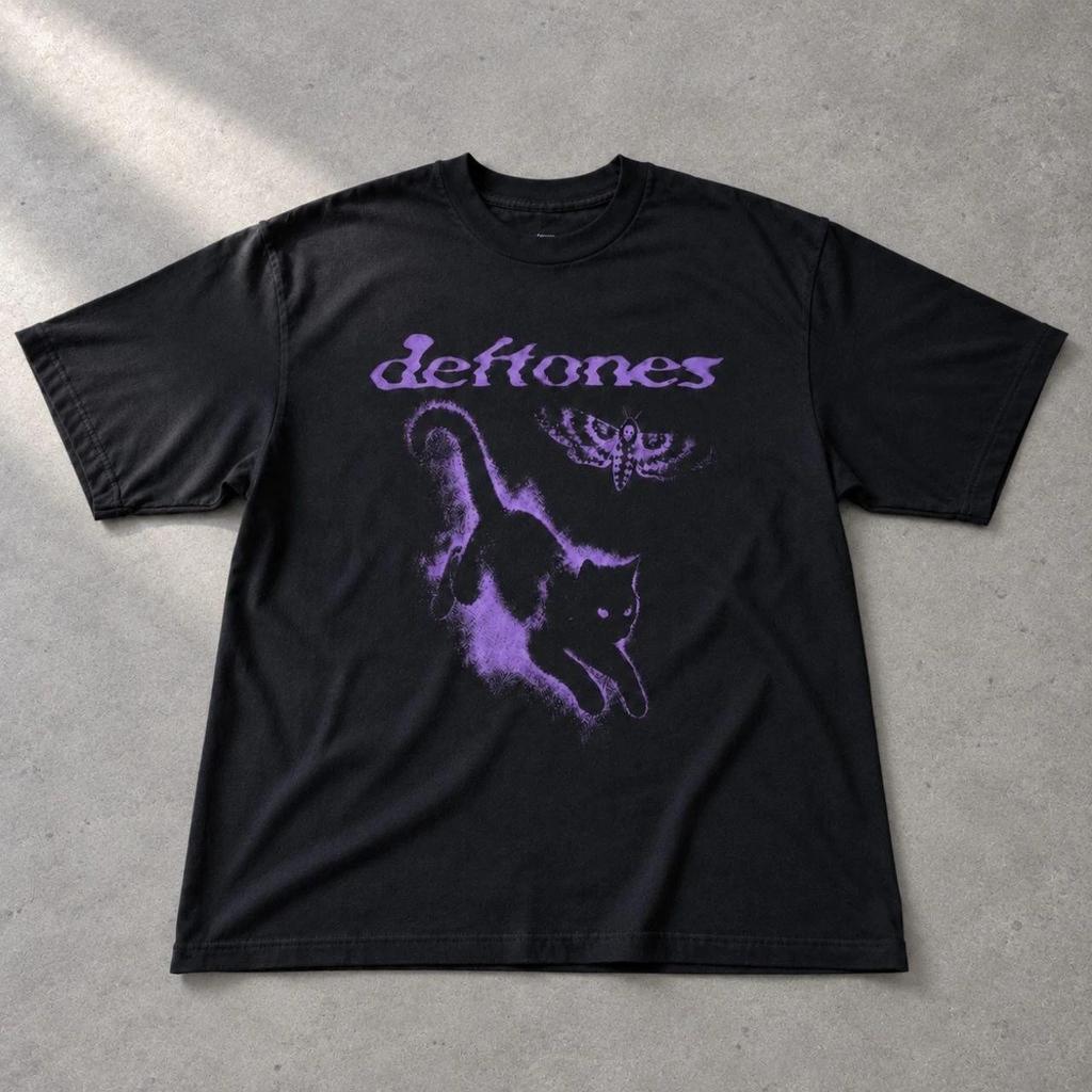 Deftones Purple Cat Black Gildan Graphic Tee