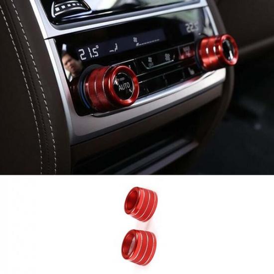 Rear AC Adjusting 2PCS Knob Ring Decor For BMW X3 G01 X4 2018- Red Aluminum