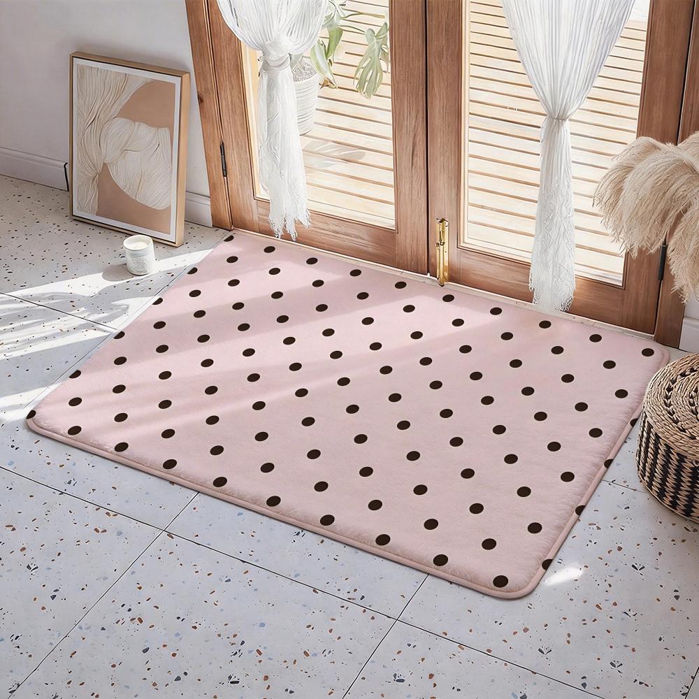 Print P PolkaDot Floor Mat Eco Flannel Doormat Non Slip Odorless Indoor Floor Rug Soft Short Plush Home Mat