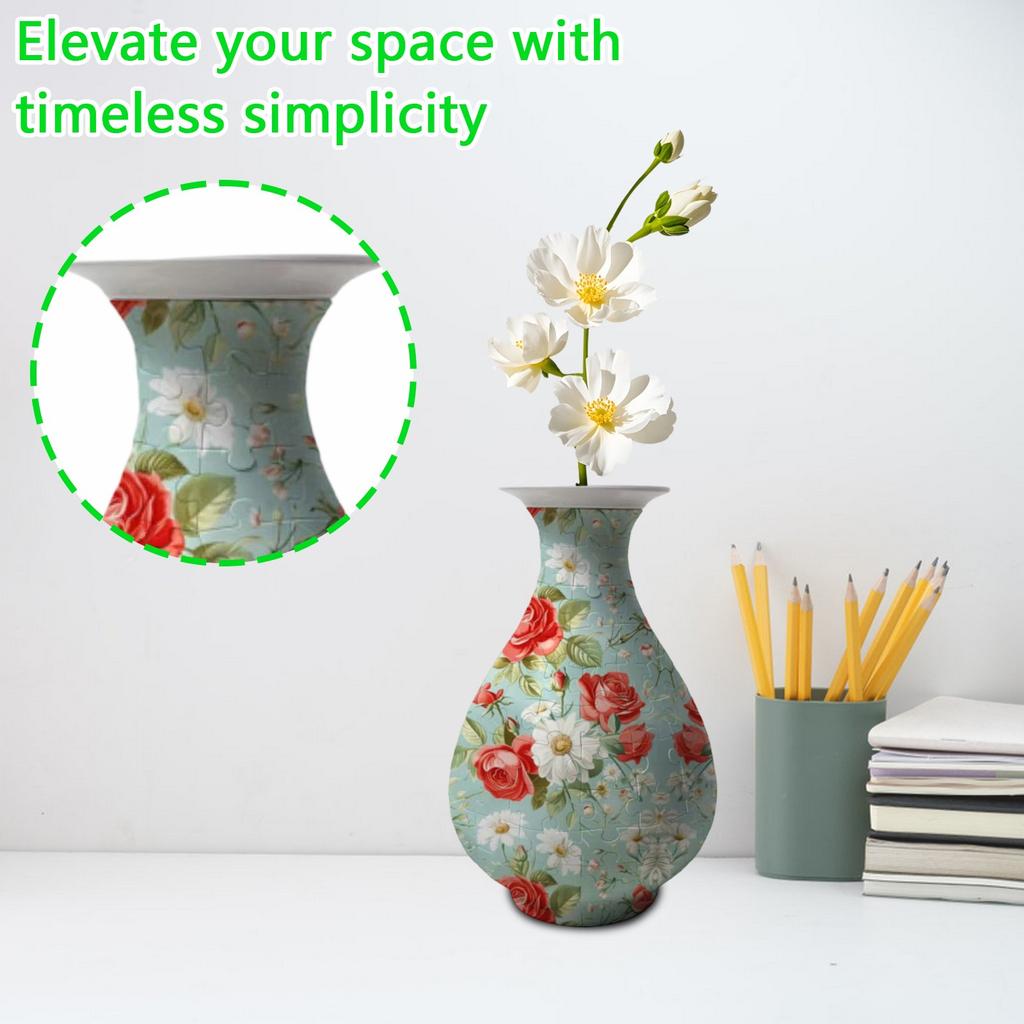 3D Puzzle House Vase Decorative Piece – DIY Floral Container For Living Room Decor