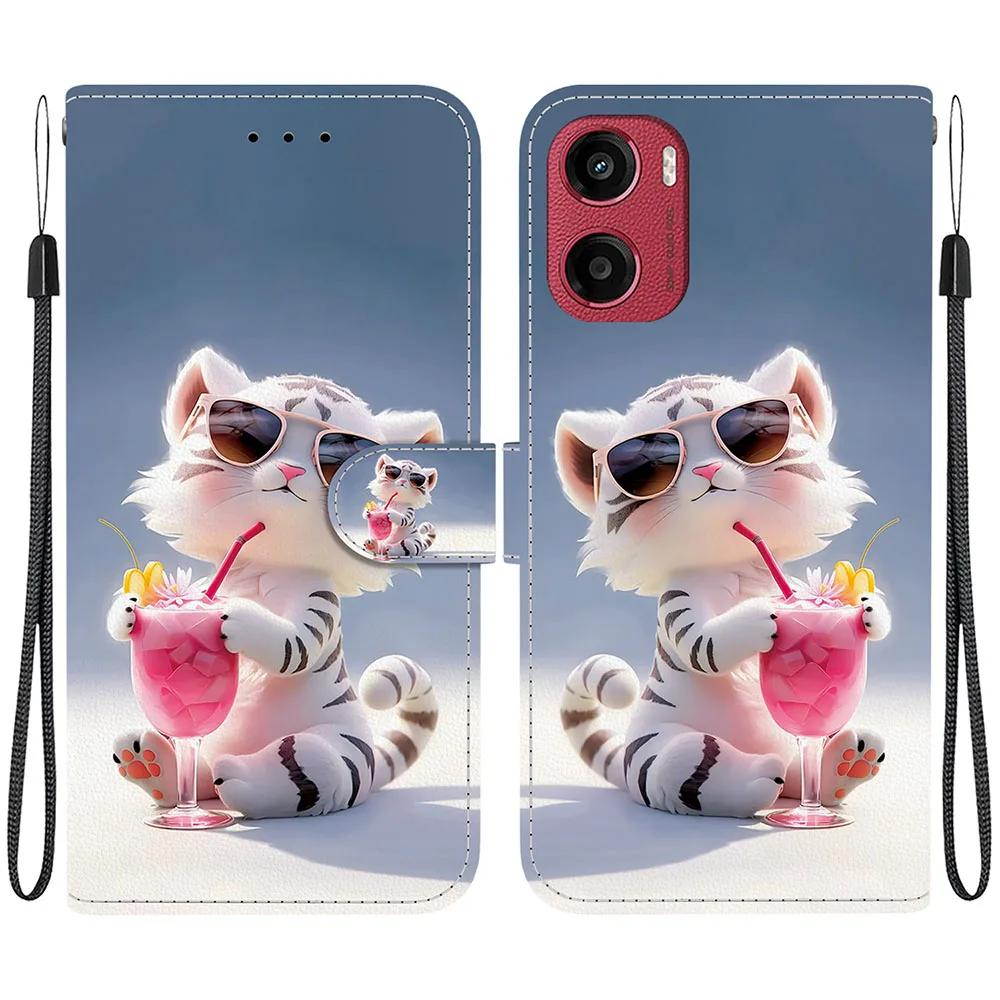 Милый кожаный чехол-книжка с рисунком для Moto Edge 50 Neo Pro Fusion Ultra G Power Play 2024 G 5G 2025 Кошелек Подставка Задняя крышка