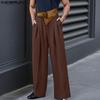 Men Zip-up High Waist Patchwork Casual Long Straight Pants Trousers