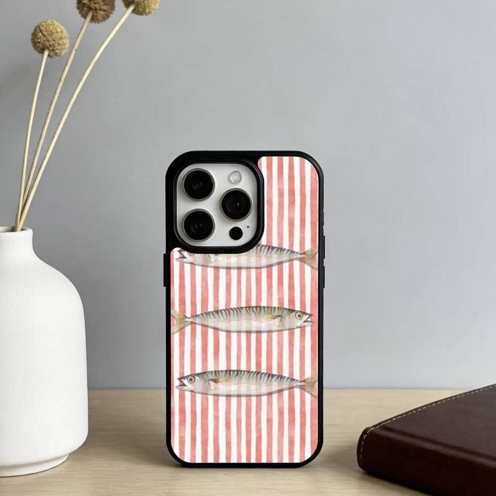 F-Fish A-Art Сардины-s Чехол для телефона для iPhone17,16,15,14,13 Plus,Pro Max Магнитный для Magsafe Беспроводная зарядка