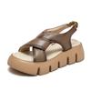 Fashion 5.5CM Fashion Wedges Platform Summer Sandals Women Casual Open Toe Shoes Cross Genuine Leather Roman Style Back Strap Sandals