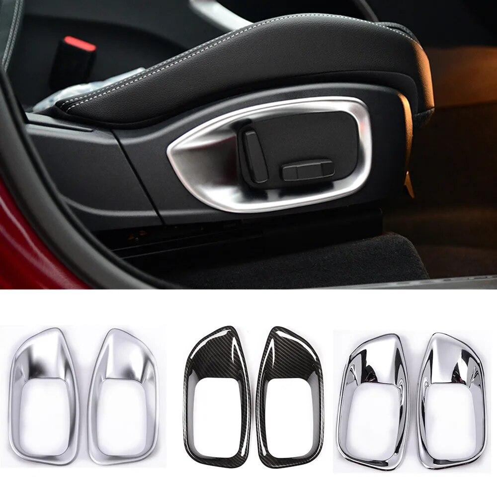 2Pcs/Set Carbon Fiber Style Car Seat Decoration Frame Cover Trim For Jaguar XE XF F-PACE F Pace X761 Auto Accessories