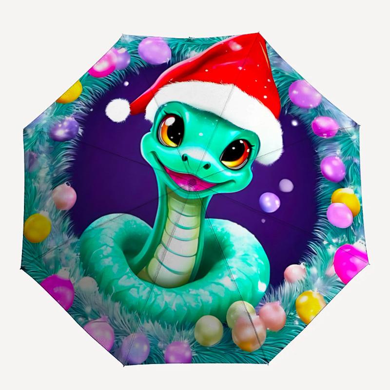 1pc Christmas Snake Folding Umbrella | Elegant Design, Fashionable Accessory, Durable Construction, Sturdy Ribs yy251107037