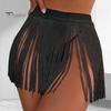 Женская сексуальная пляжная юбка с высокой талией и кисточками, летняя однотонная мини-юбка с бахромой, костюм для вечеринки, Клубная одежда